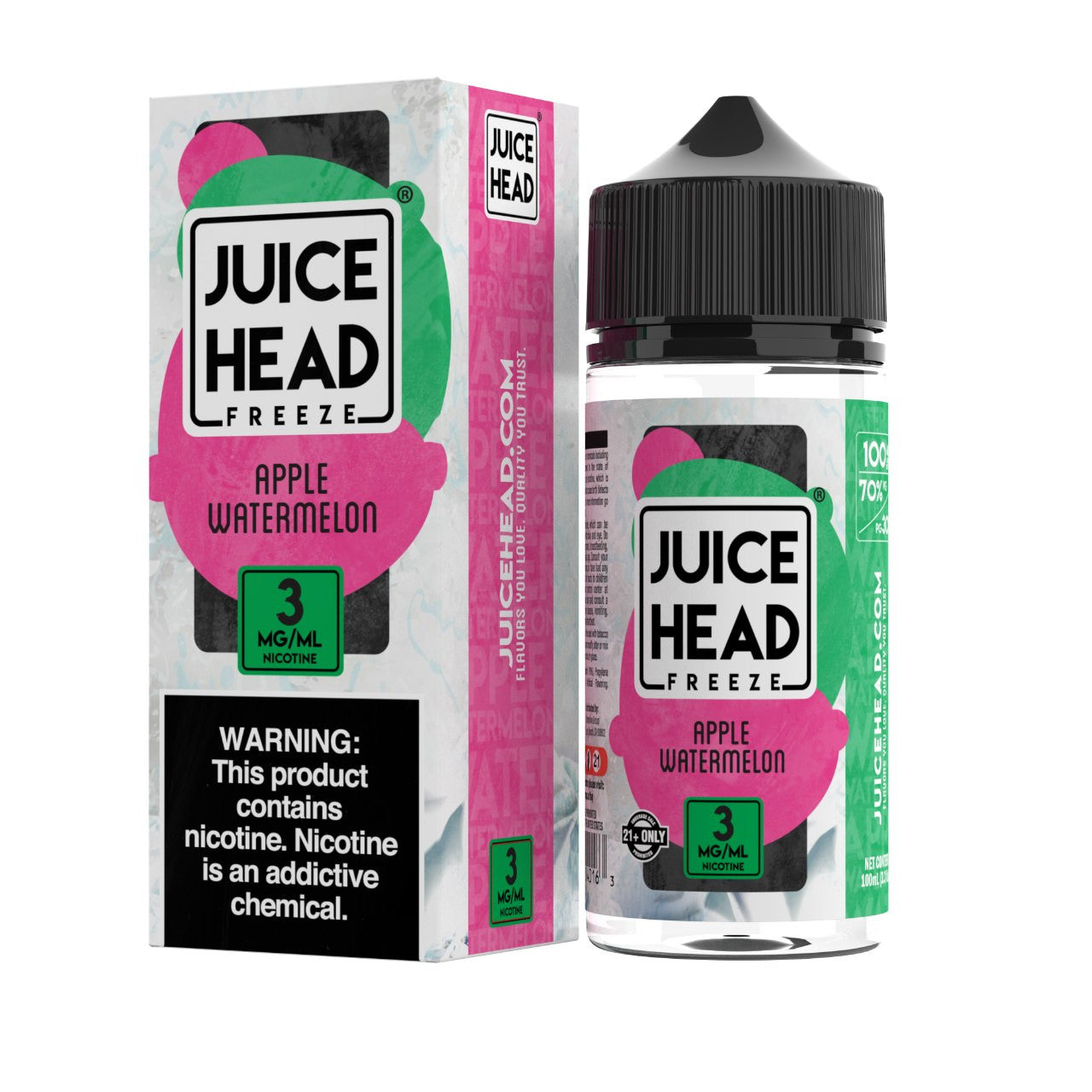 Juice Head Series E-Liquid 100mL (Freebase) - Apple Watermelon Freeze