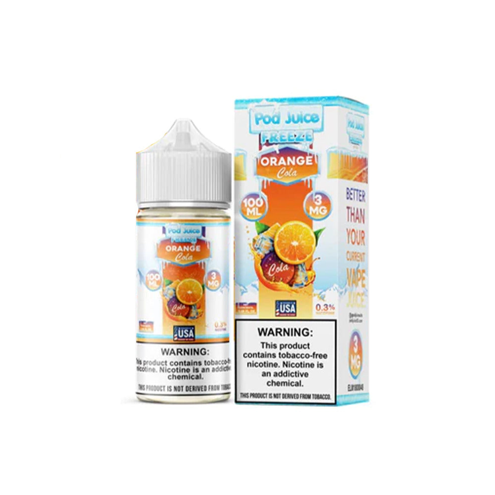 Pod Juice Series E-Liquid 100mL (Freebase) | 3mg Orange Cola Freeze with Packaging