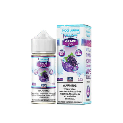 Pod Juice Series E-Liquid 100mL (Freebase) | 3mg Grape Cola Freeze with Packaging