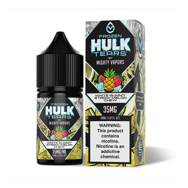Mighty Vapors Hulk Tears Salt Series E-Liquid 30mL (Salt Nic) | White Gummy Straw Melon Chew with packaging