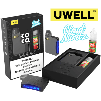 Uwell Caliburn AK3 Kit + A3S 0.8ohm Pods (x2) + Daddy’s Vapor 10mL Salts 50mg | Sour Watermelon with packaging