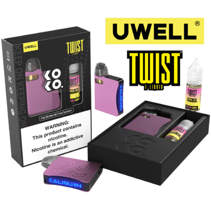 Uwell Caliburn AK3 Kit + A3S 0.8ohm Pods (x2) + Daddy’s Vapor 10mL Salts 50mg | Pink Punch Lemonade with packaging