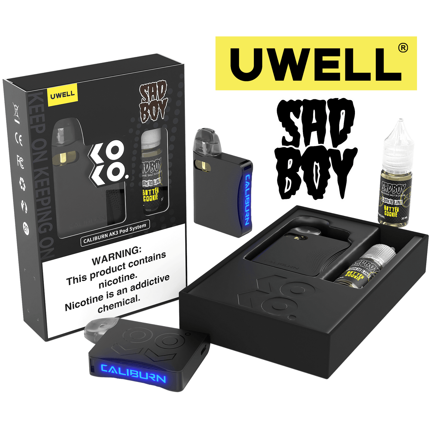 Uwell Caliburn AK3 Kit + Daddy’s Vapor 10mL Salts 50mg | Butter Cookie