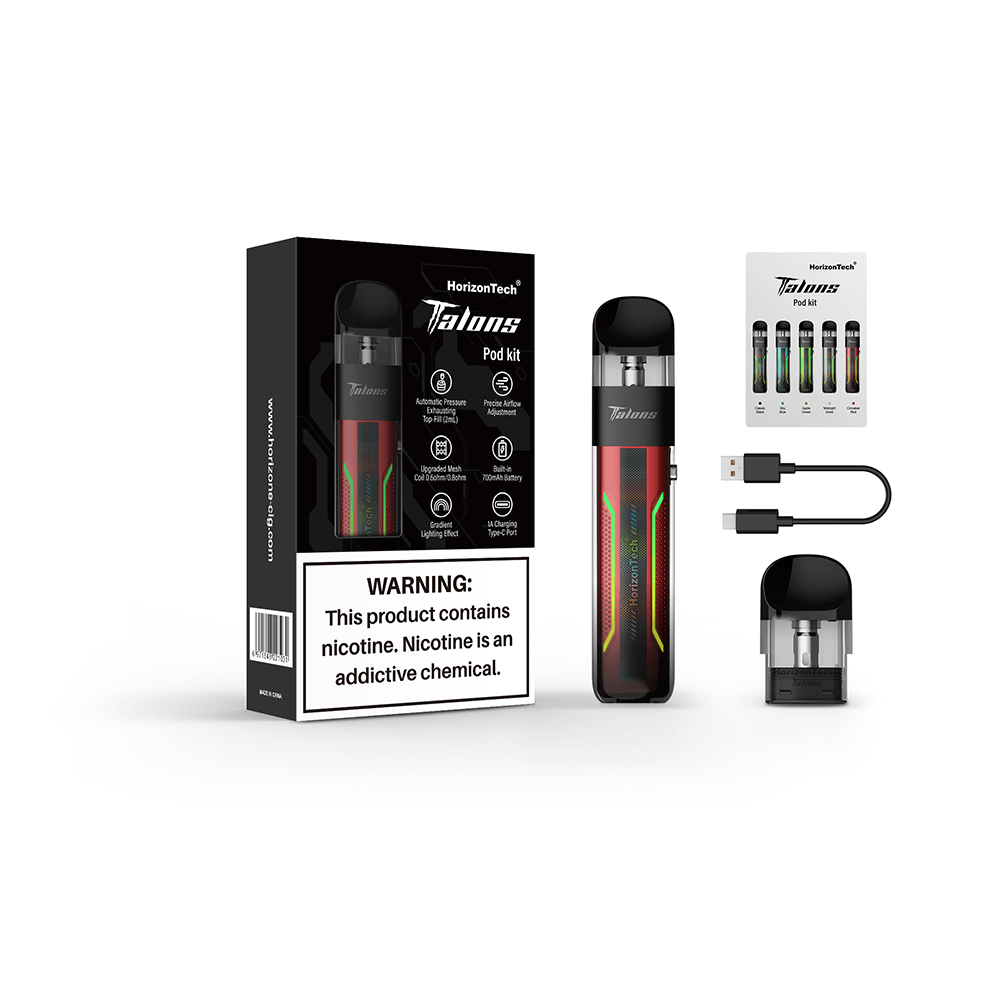 HorizonTech Talons Starter Kit (Pod System) | Cinnabar Red with packaging