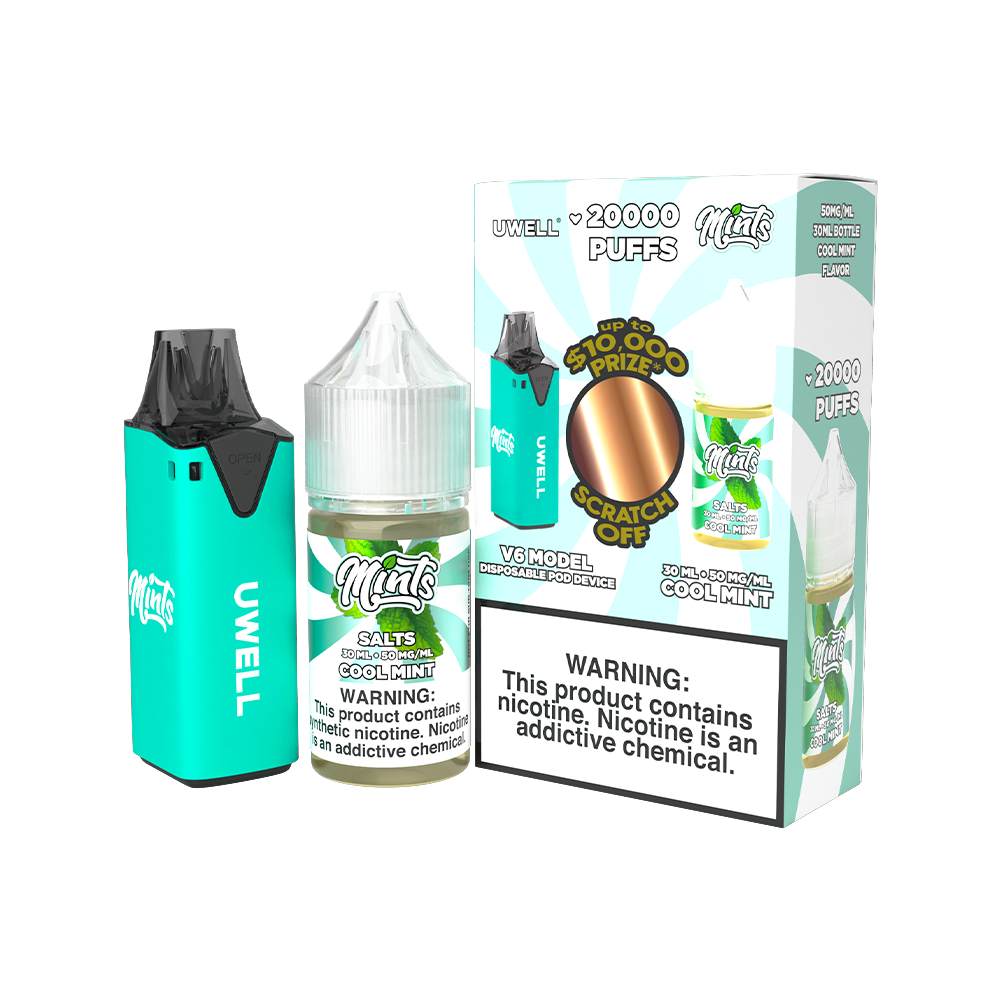 Collab Bundle – Uwell V6 Disposable Device + Daddy’s Vapor 30mL Juice | Cool Mint