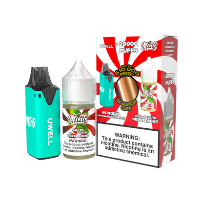 Collab Bundle – Uwell V6 Disposable Device + Daddy’s Vapor 30mL Juice | Peppermint