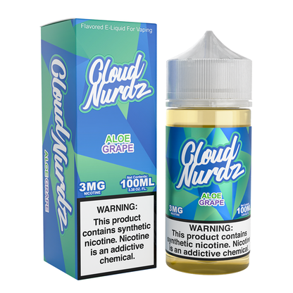 Cloud Nurdz Series E-Liquid 100mL (Freebase) | 0mg - Aloe Grape with packaging