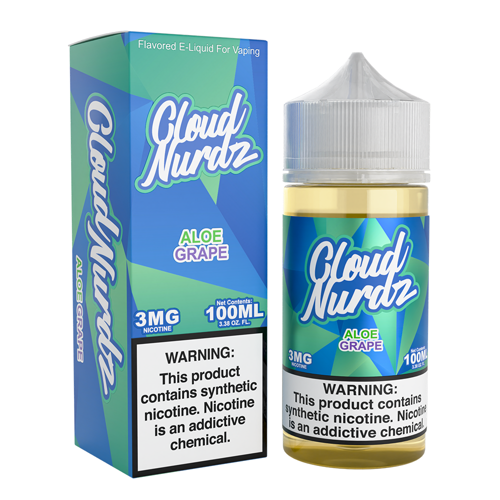 Cloud Nurdz Series E-Liquid 100mL (Freebase) | 6mg - Aloe Grape with packaging