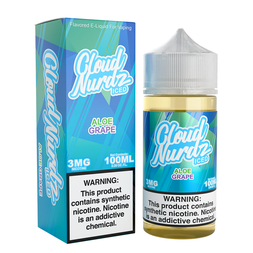 Cloud Nurdz Series E-Liquid 100mL (Freebase) | 3mg - Aloe Grape Ice with packaging