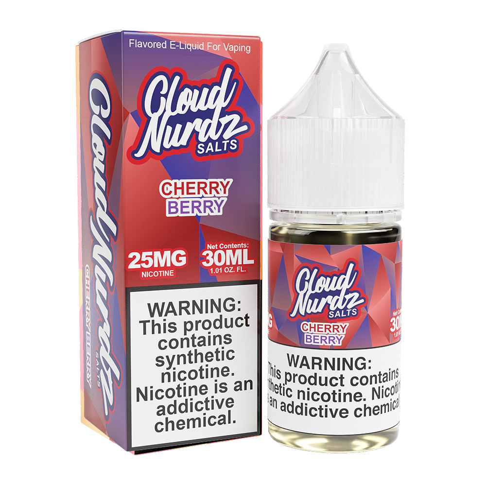 Cloud Nurdz Salt Series E-Liquid 30mL (Salt Nic) - Cherry Berry with packaging