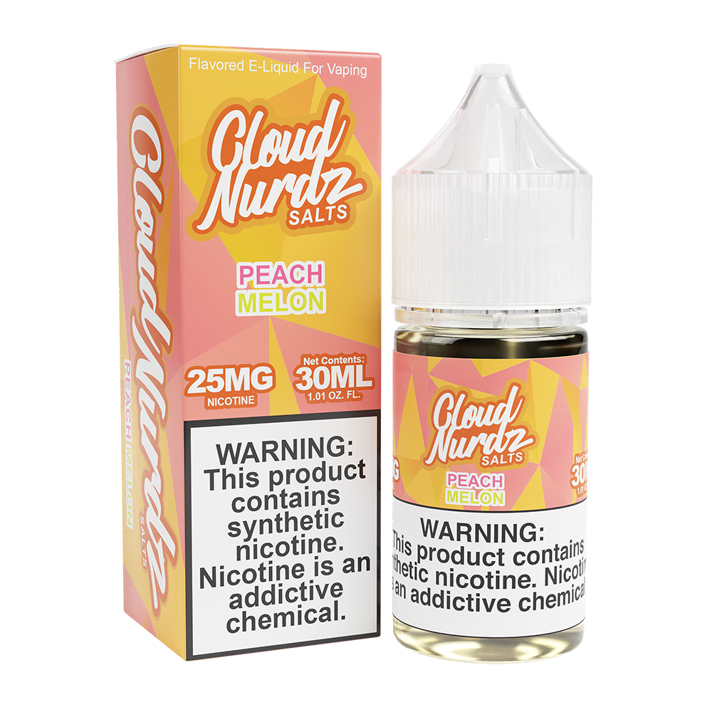 Cloud Nurdz Salt Series E-Liquid 30mL (Salt Nic) - Peach Melon with packaging