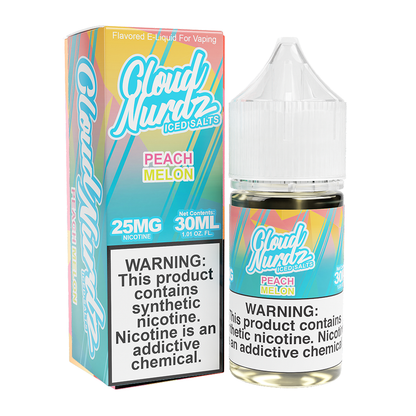 Cloud Nurdz Salt Series E-Liquid 30mL (Salt Nic) - Peach Melon Ice with packaging