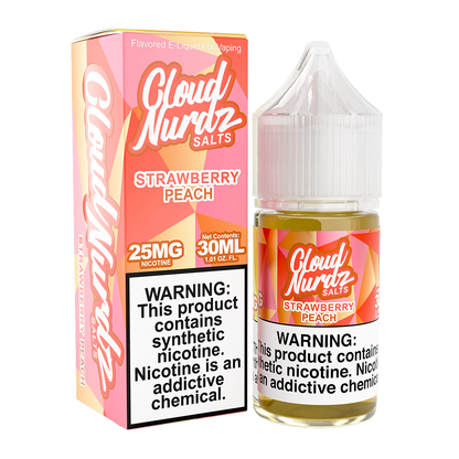 Cloud Nurdz Salt Series E-Liquid 30mL (Salt Nic) - Strawberry Peach with packaging