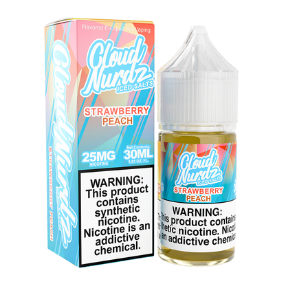 Cloud Nurdz Salt Series E-Liquid 30mL (Salt Nic) - Strawberry Peach Ice with packaging