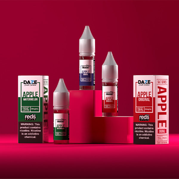 7Daze Reds Salt Series E-Liquid 15mL (Salt Nic) | Group Photo with packaging