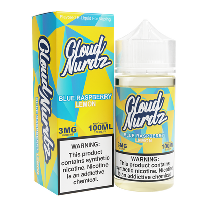 Cloud Nurdz Series E-Liquid 100mL Blue Raspberry Lemon with packaging