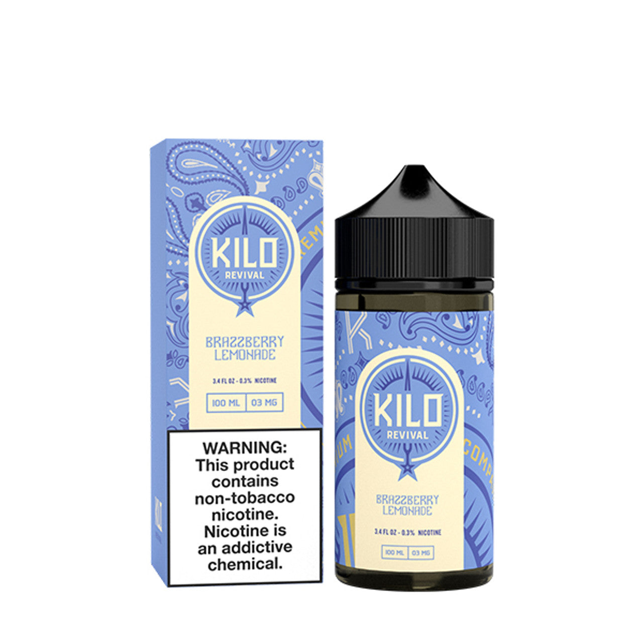 Kilo Revival TFN Series E-Liquid 100mL Brazzberry Lemonade Ice Bottle with Packaging