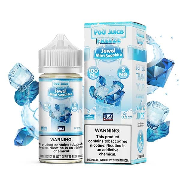 Pod Juice Series E-Liquid 100mL (Freebase) | 3mg Jewel Mint Sapphire with Packaging