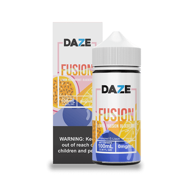 7Daze Fusion Series E-Liquid 100mL (Freebase) Lemon Passion Blueberry with packaging
