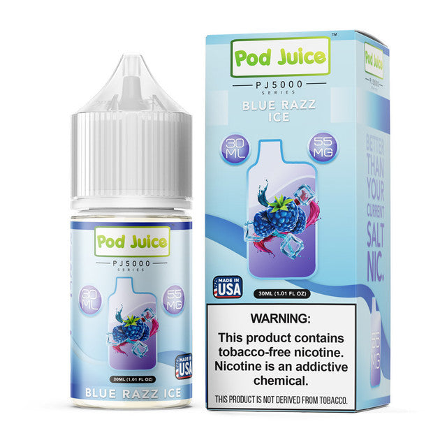 Pod Juice TFN PJ5000 Salt Series E-Liquid 30mL | Blue Razz Ice with packaging