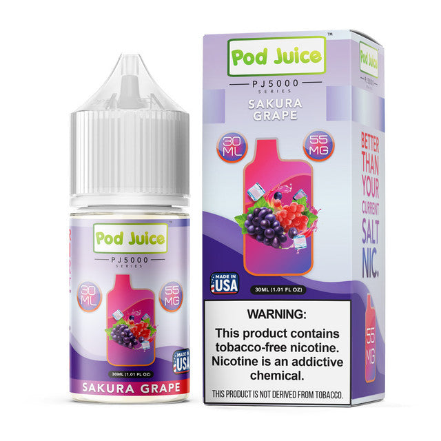 Pod Juice TFN PJ5000 Salt Series E-Liquid 30mL | Sakura Grape with packaging