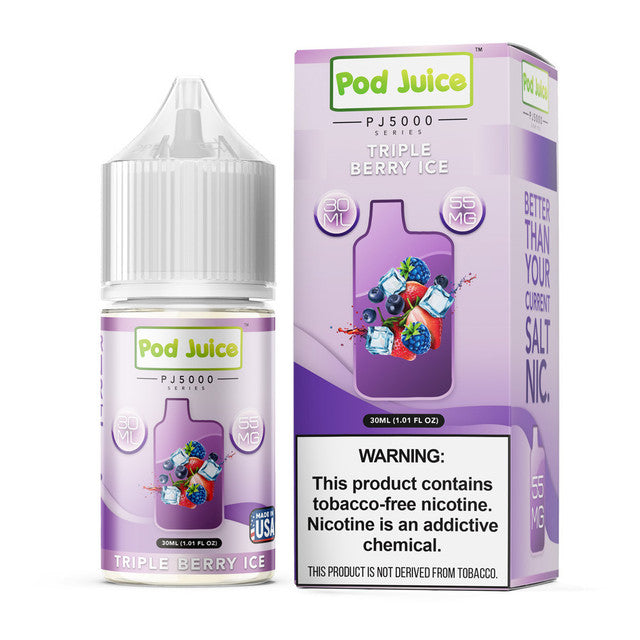 Pod Juice TFN PJ5000 Salt Series E-Liquid 30mL | Triple Berry Ice with packaging