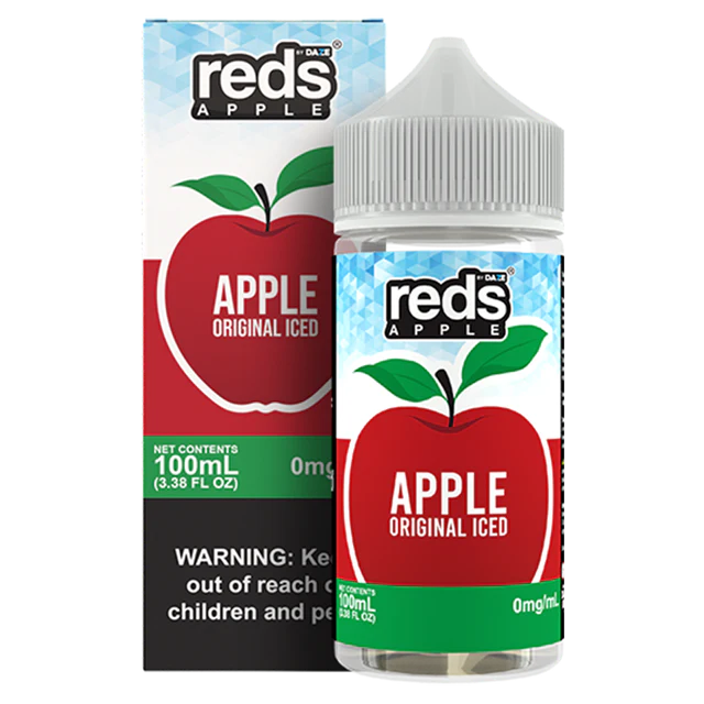 7Daze Reds E-Liquid 100mL (Freebase) Apple Iced with packaging