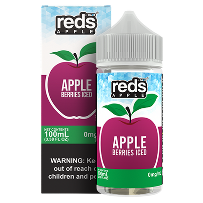 7Daze Reds E-Liquid 100mL (Freebase) Berries Iced with packaging