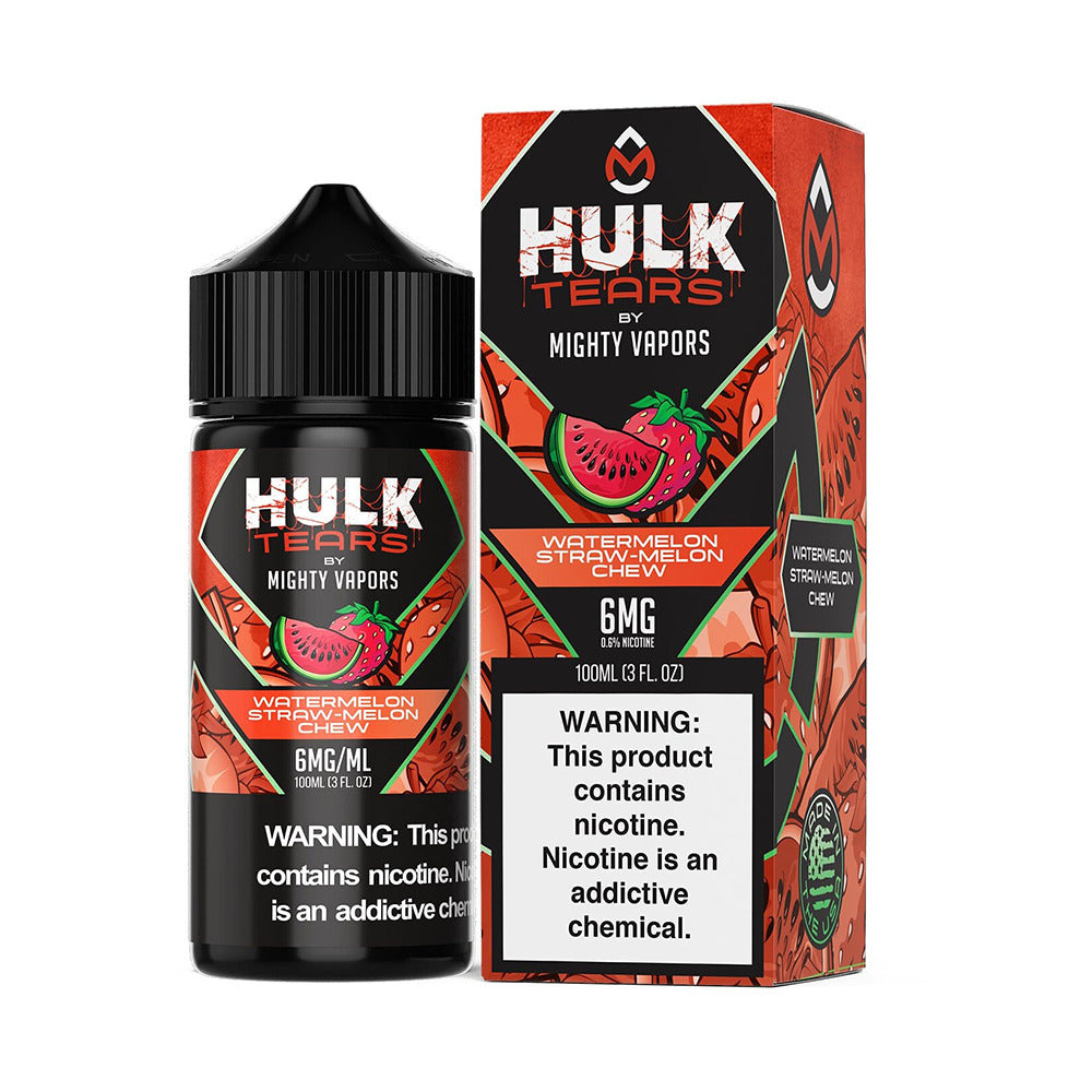 Mighty Vapors Hulk Tears E-Juice 100mL (Freebase) | Watermelon Straw Melon Chew with Packaging