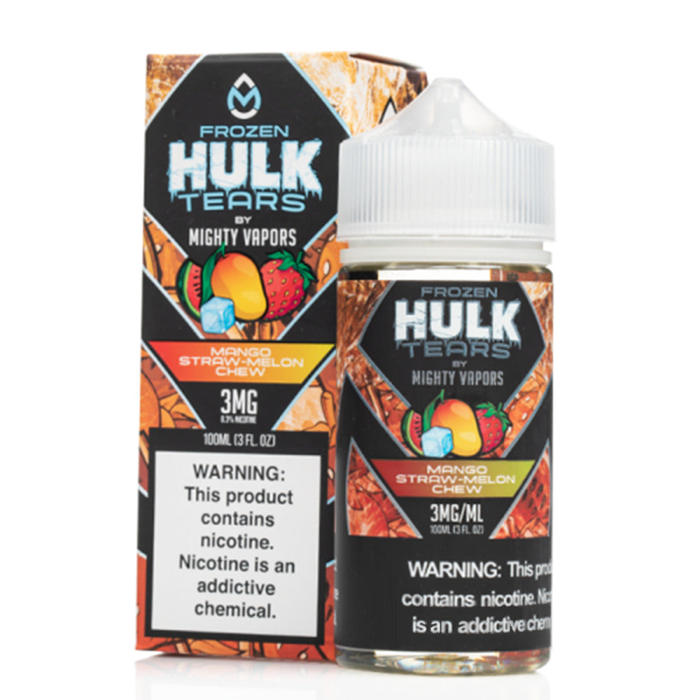 Mighty Vapors Hulk Tears E-Juice 100mL (Freebase) | Frozen Mango Straw Melon Chew with Packaging