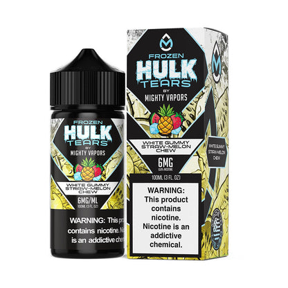 Mighty Vapors Hulk Tears E-Juice 100mL (Freebase) | Frozen White Gummy Straw Melon Chew with Packaging