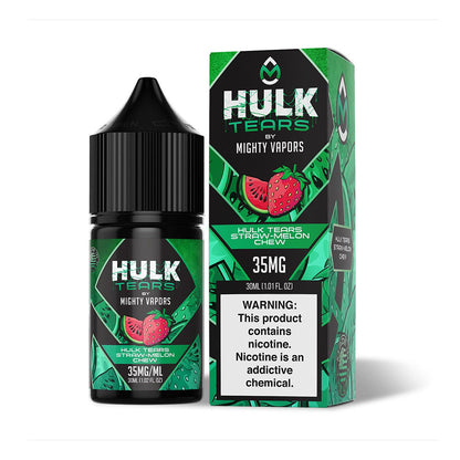 Mighty Vapors Hulk Tears Salt Series E-Liquid 30mL (Salt Nic) | Hulk Tears Straw Melon Chew  with Packaging