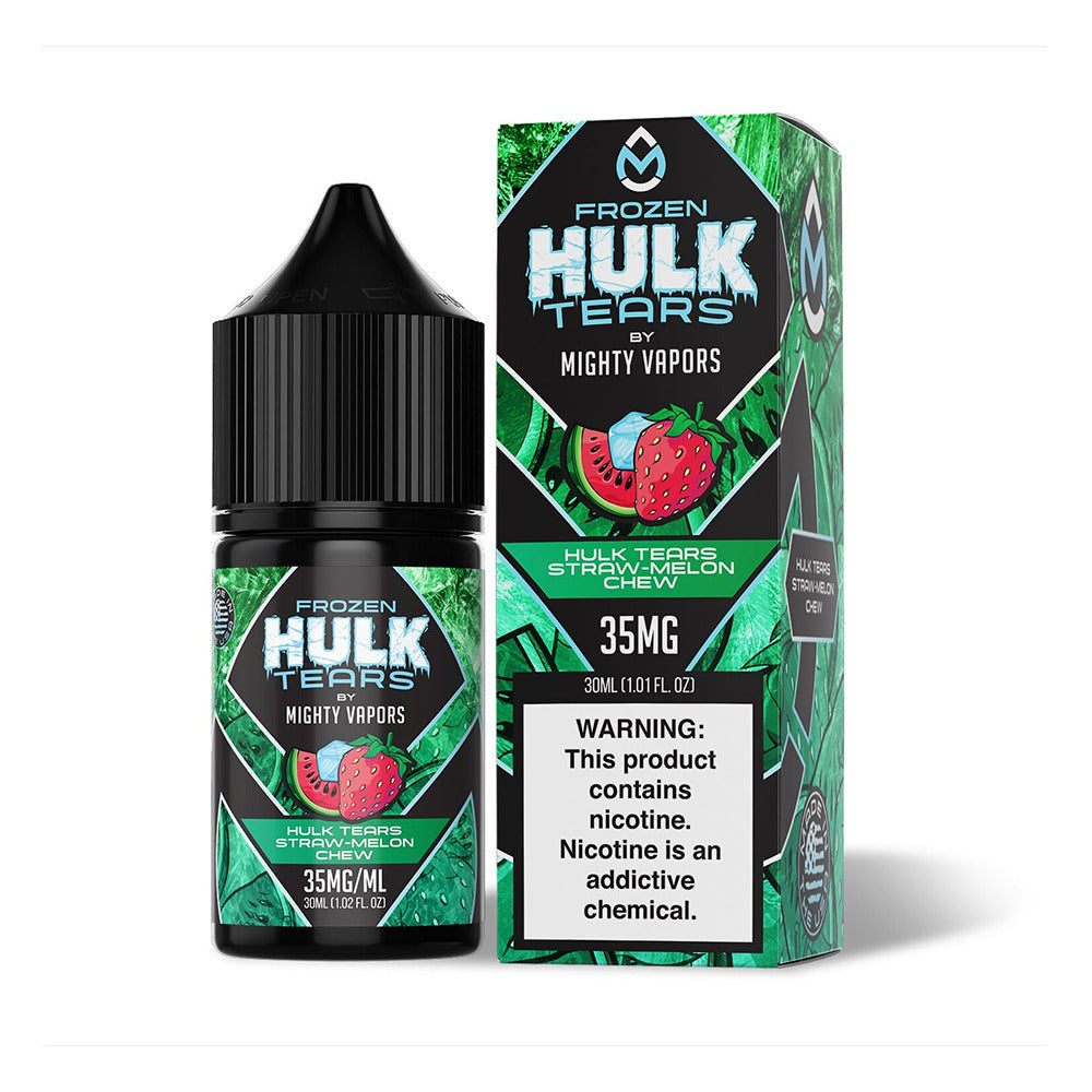 Mighty Vapors Hulk Tears Salt Series E-Liquid 30mL (Salt Nic) | Frozen Hulk Tears Straw Melon Chew with Packaging