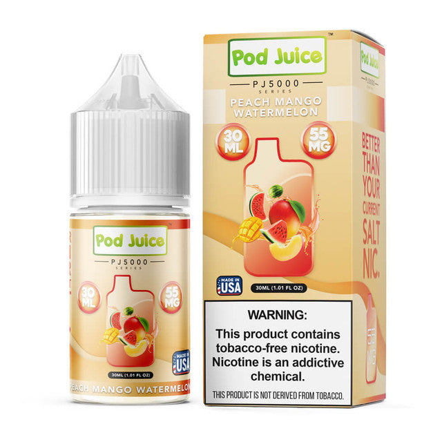 Pod Juice TFN PJ5000 Salt Series E-Liquid 30mL | Peach Mango Watermelon with packaging
