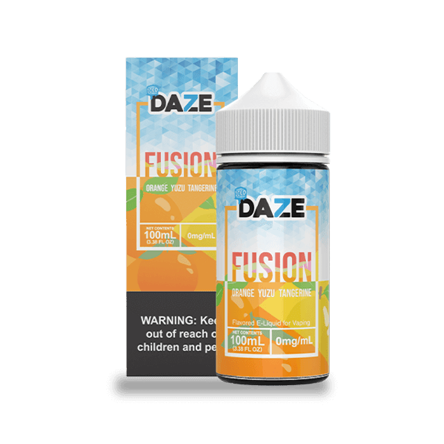 7Daze Fusion Series E-Liquid 100mL (Freebase) Orange Yuzu Tangerine Iced with packaging