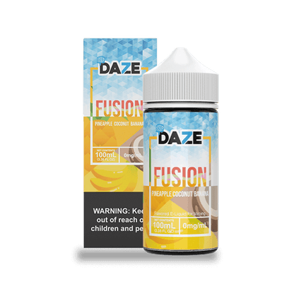 7Daze Fusion Series E-Liquid 100mL (Freebase) Pineapple Coconut Banana with packaging