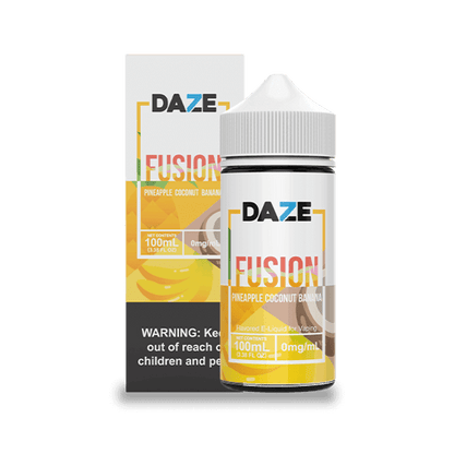 7Daze Fusion Series E-Liquid 100mL (Freebase) Pineapple Coconut Banana with packaging