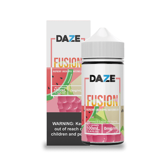 7Daze Fusion Series E-Liquid 100mL (Freebase) Raspberry Green Apple Watermelon with packaging