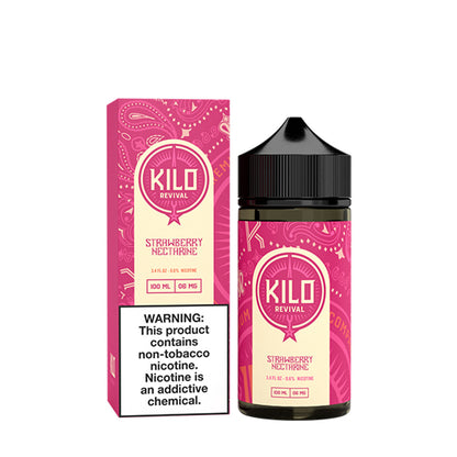 Kilo Revival TFN Series E-Liquid 100mL Strawberry Nectarine Ice Bottle with Packaging