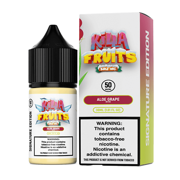 Killa Fruits Signature TFN Series E-Liquid 100mL (Freebase) | Aloe Grape on Ice with packaging