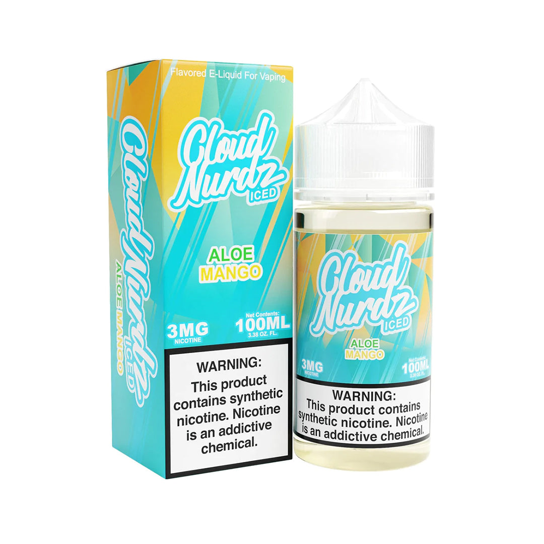 Cloud Nurdz Series E-Liquid 100mL Aloe mango Ice with packaging