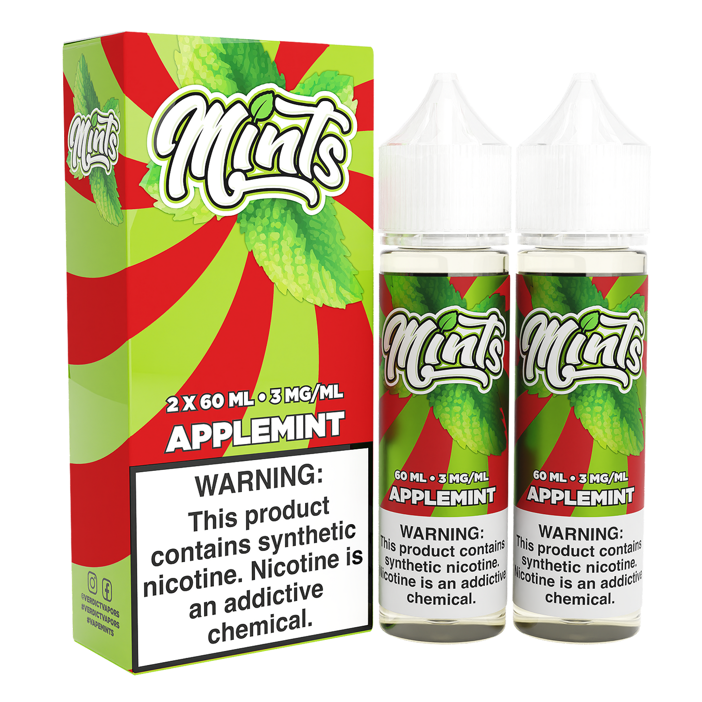 Mints Series E-Liquid x2-60mL | Applemint with packaging