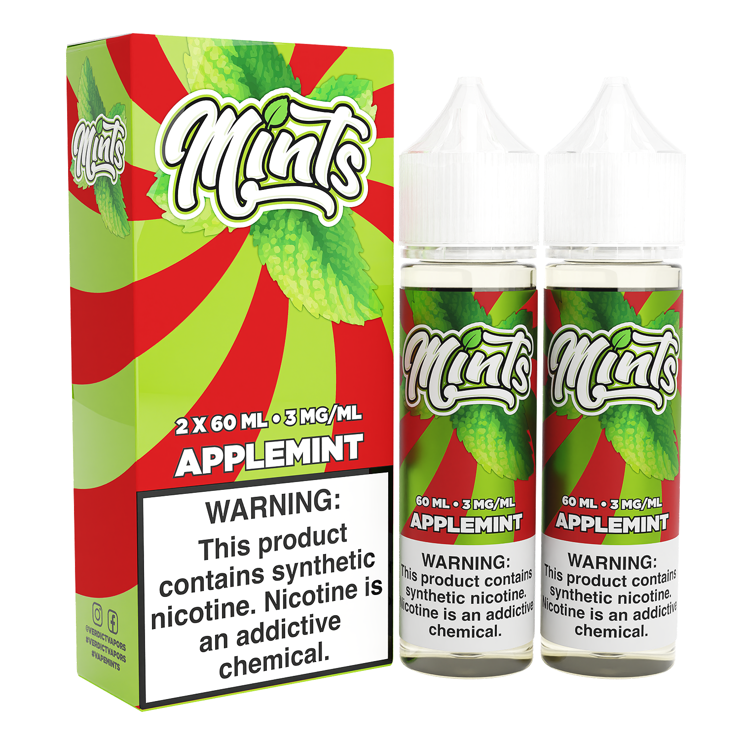 Mints Series E-Liquid x2-60mL | Applemint with packaging