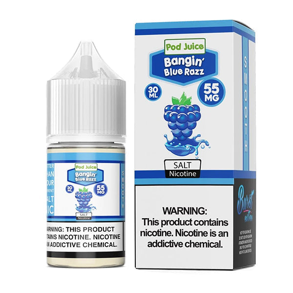 Pod Juice Salt Series E-Liquid 30mL Bangin Blue Razz with packaging