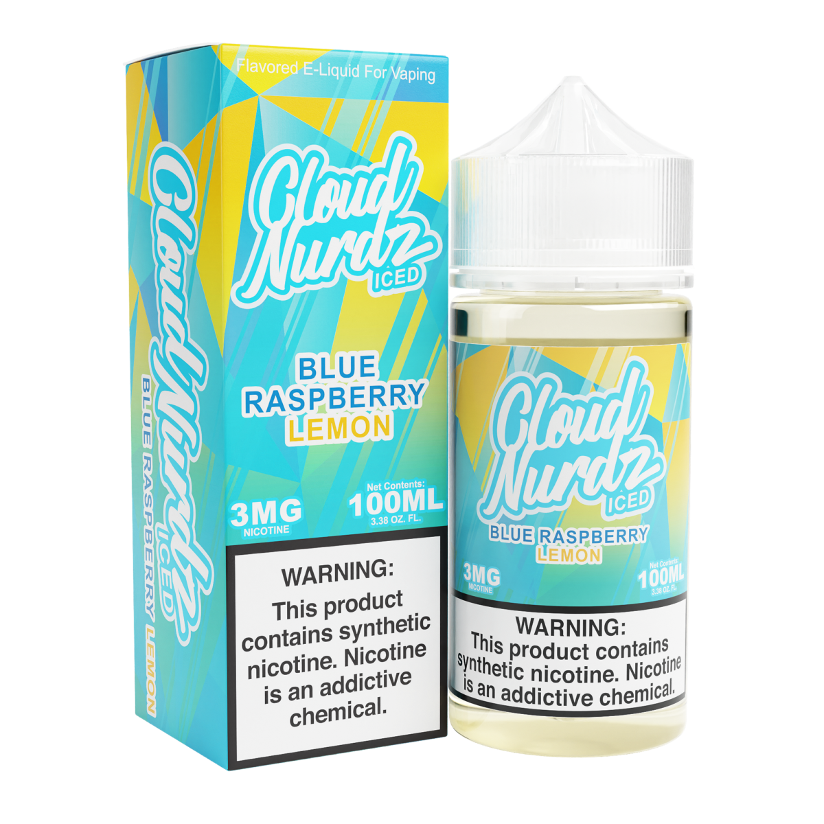 Cloud Nurdz Series E-Liquid 100mL Blue Raspberry Lemon Ice with packaging