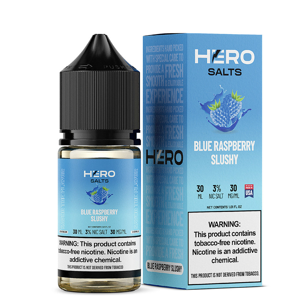Hero E-Liquid 30mL (Salts) | 30mg  Blue Raspberry Slushy with packaging