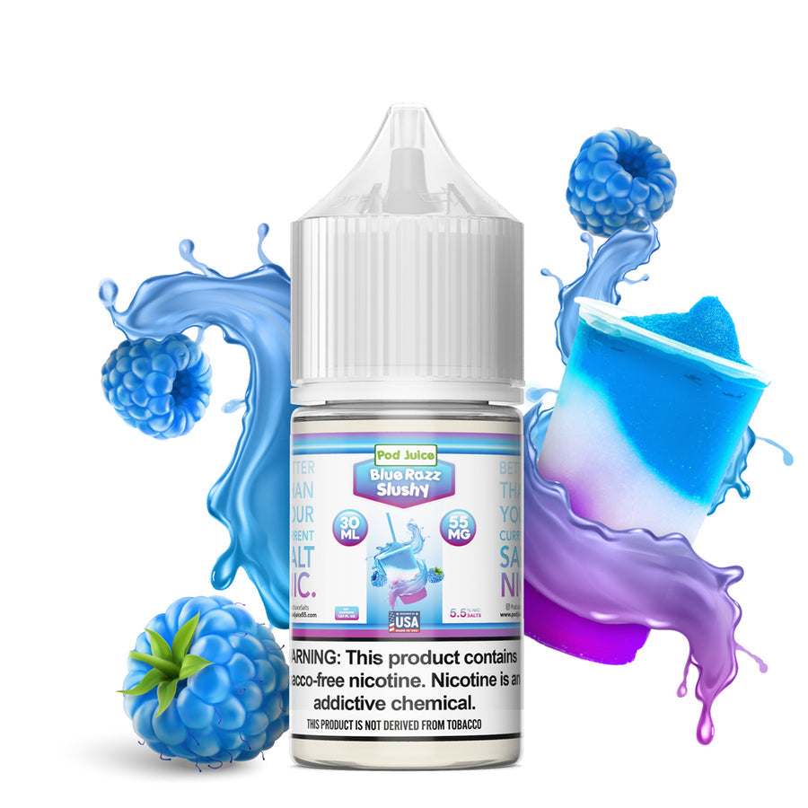 Pod Juice Salt Series E-Liquid 30mL Blue Razz Slushy bottle