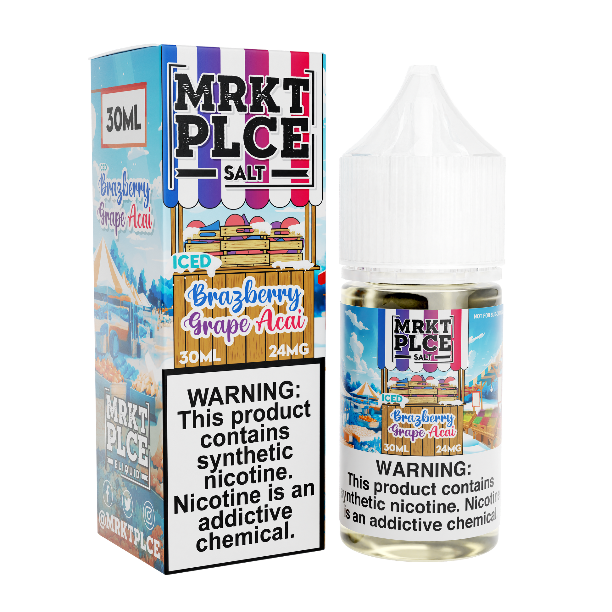 MRKT PLCE Salt Series E-Liquid 30mL (Salt Nic) | Iced  Brazberry Grape with packaging