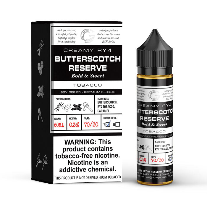 GLAS BSX TFN Series E-Liquid 0mg | 60mL (Freebase) Butterscotch Reserve with Packaging
