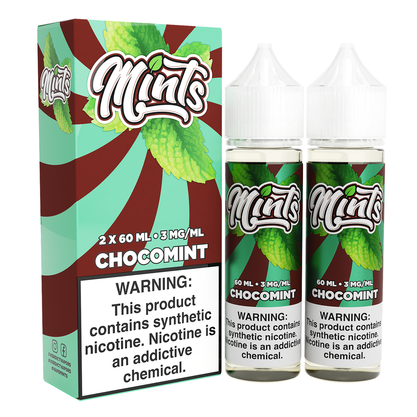 Mints Series E-Liquid x2-60mL | Chocomint with packaging